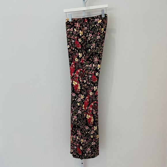 ETRO BLACK BROWN MULTI FLORAL VISCOSE TROUSERS MODEL 19212 SIZE IT 44 / US 8 NWT - Picture 8 of 17
